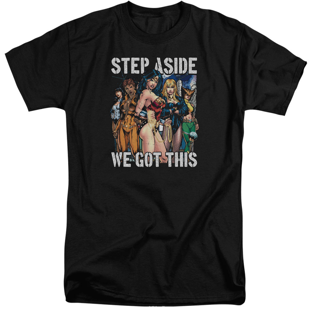 Justice League Of America Heroines Mens Tall T Shirt Black Officially Licensed