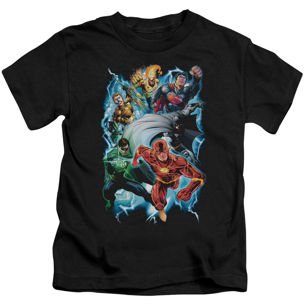Justice League Electric Team Juvenile Kids Youth T Shirt Black