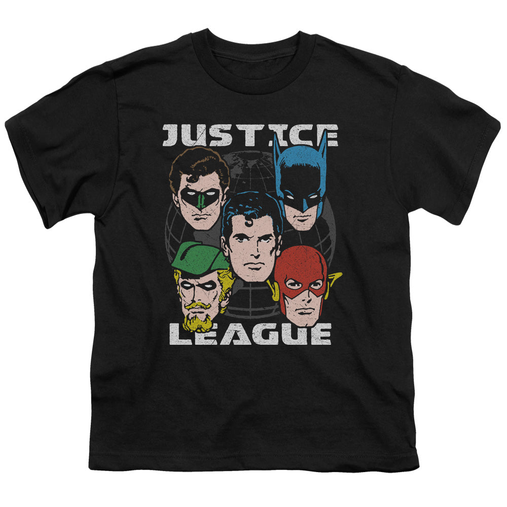 Justice League Head of States Kids Youth T Shirt Black