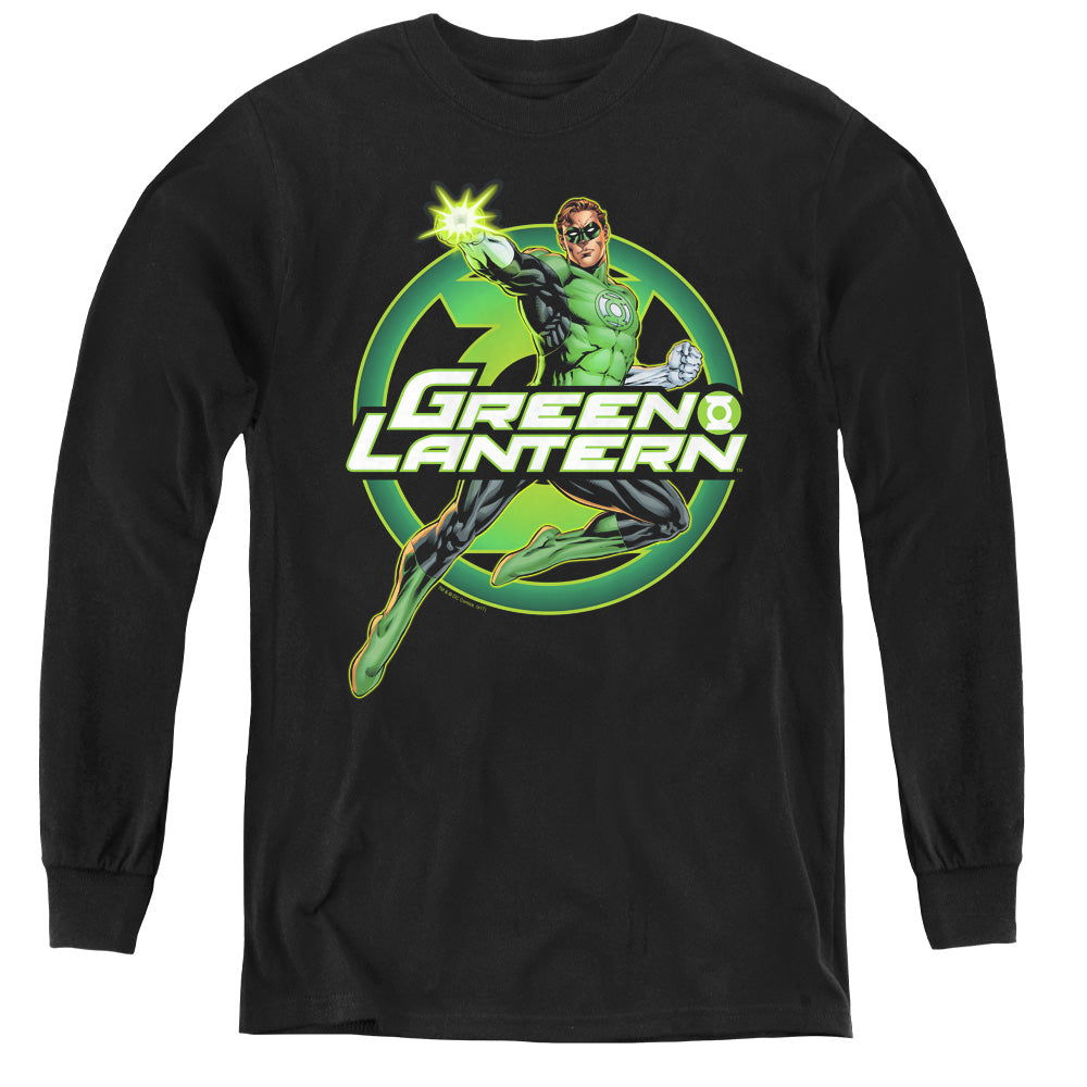 Justice League Lantern Glow Long Sleeve Kids Youth T Shirt Black