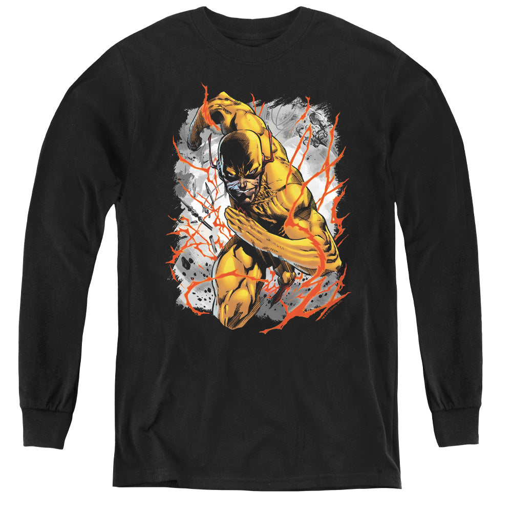 Justice League Reversed Long Sleeve Kids Youth T Shirt Black