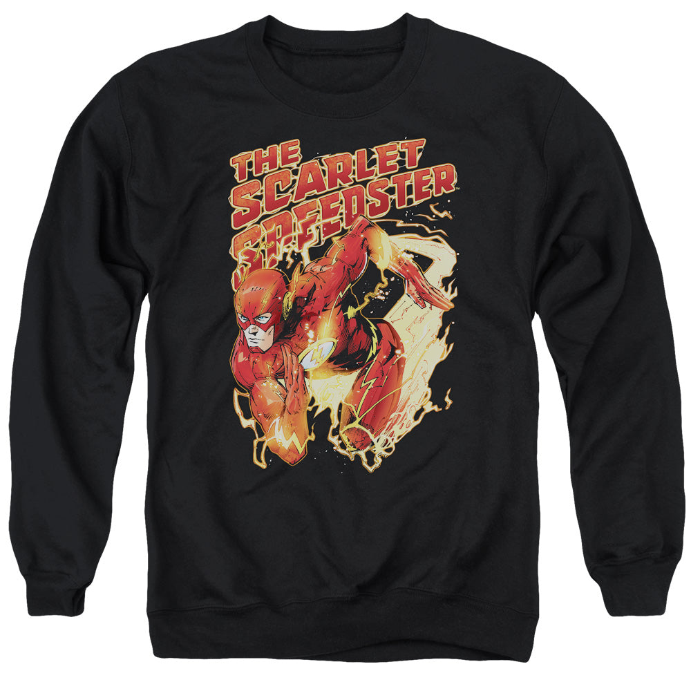 Justice League Scarlet Speedster Mens Crewneck Sweatshirt Black
