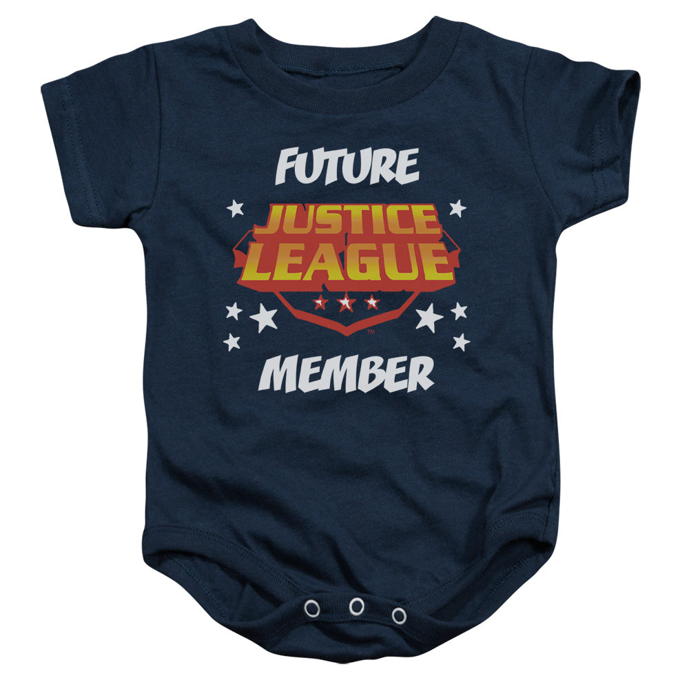 Justice League Future Member Infant Baby Snapsuit Navy Blue