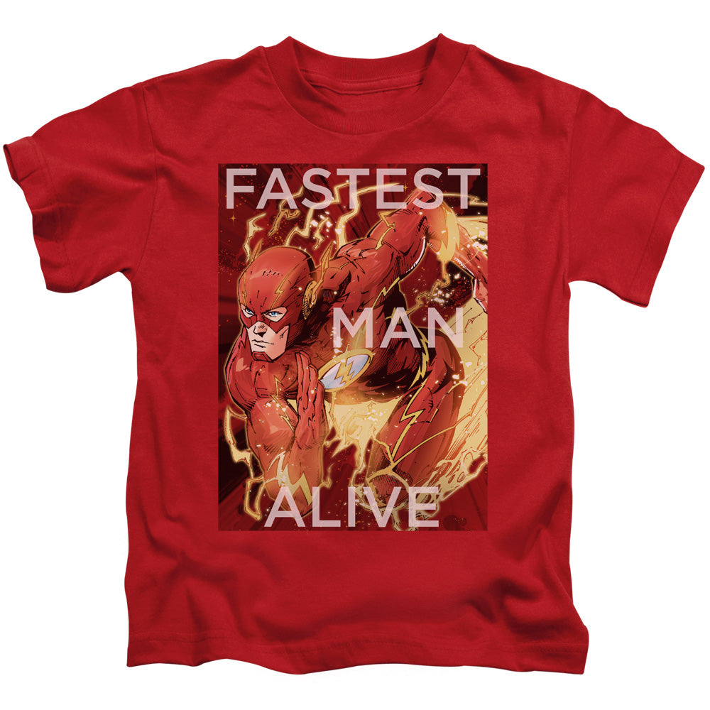 Justice League Fastest Man Alive Juvenile Kids Youth T Shirt Red