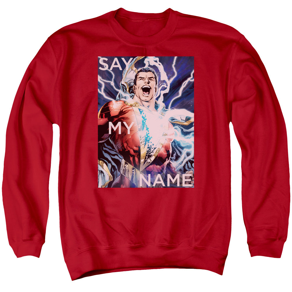 Justice League Say My Name Mens Crewneck Sweatshirt Red