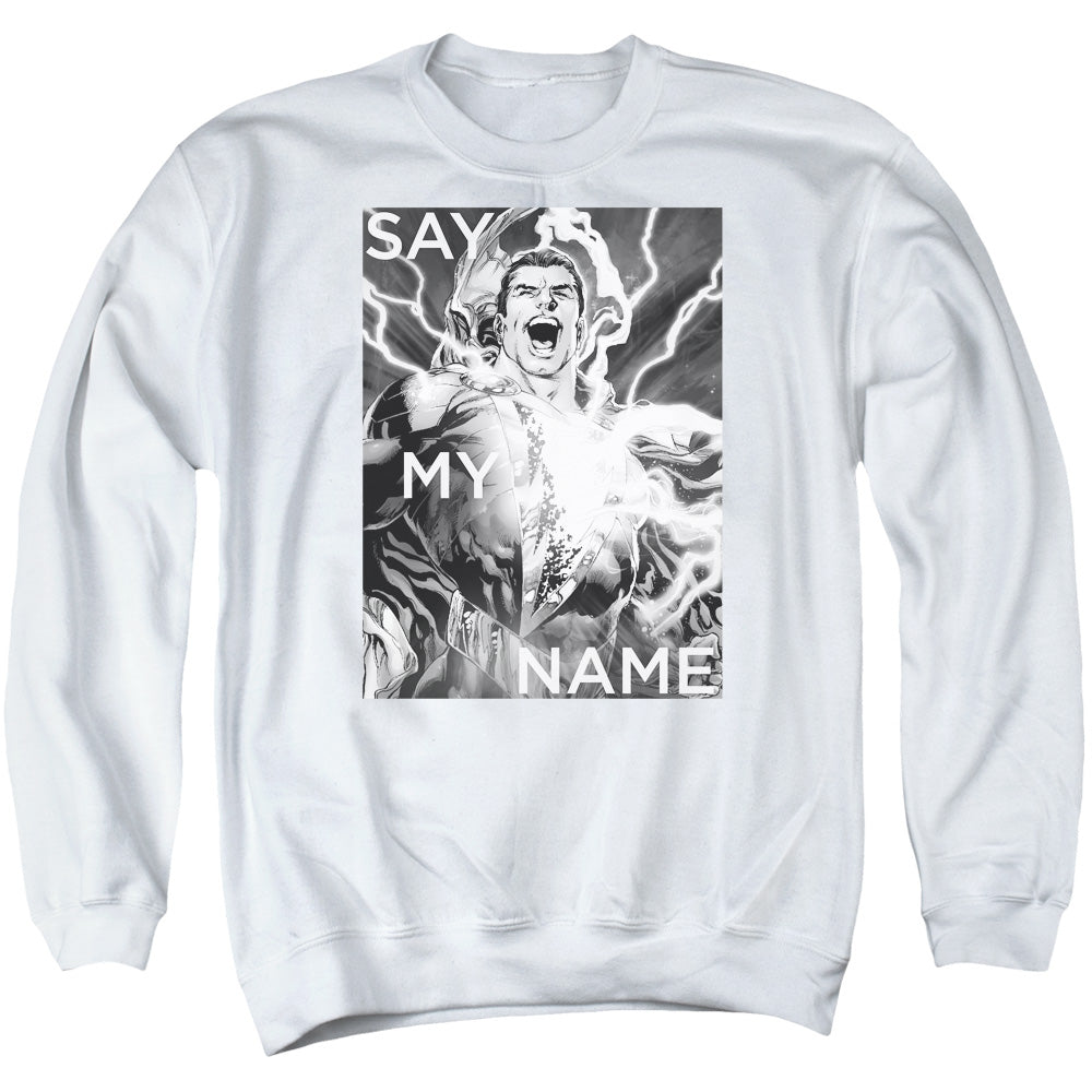 Justice League Say My Name Mens Crewneck Sweatshirt White