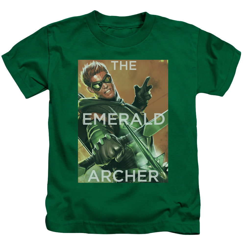 Justice League Trigger Juvenile Kids Youth T Shirt Kelly Green