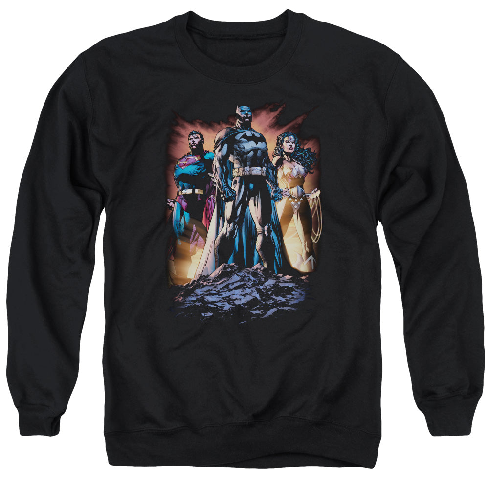 Justice League Take a Stand Mens Crewneck Sweatshirt Black