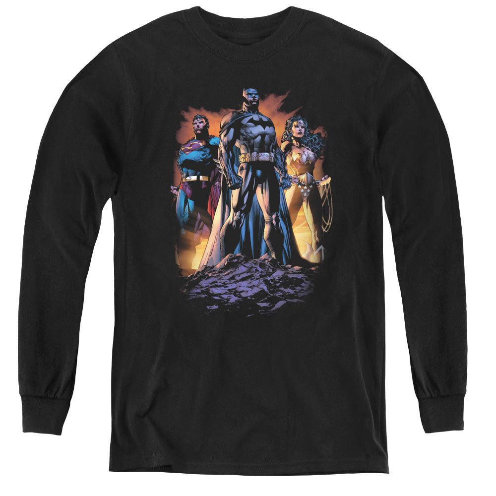 Justice League Take a Stand Long Sleeve Kids Youth T Shirt Black