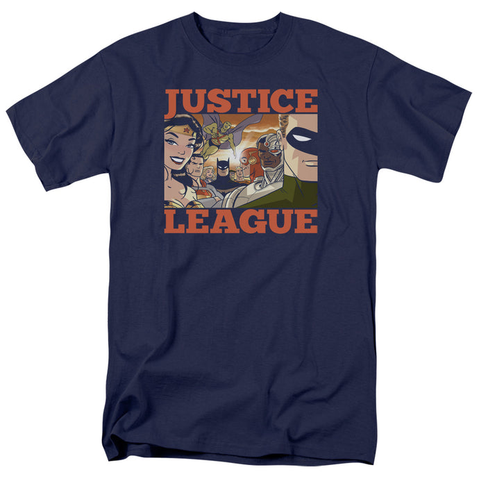 Justice League New Dawn Group Mens T Shirt Navy Blue