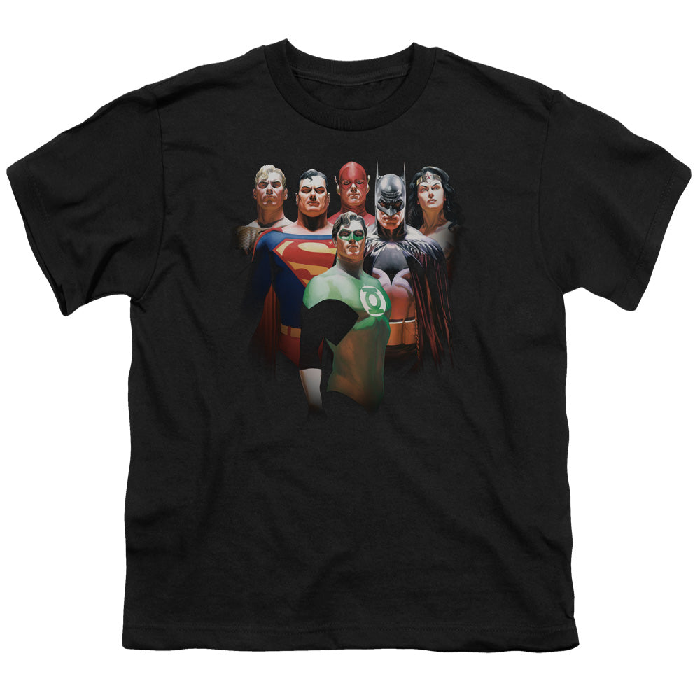 Justice League Roll Call Kids Youth T Shirt Black