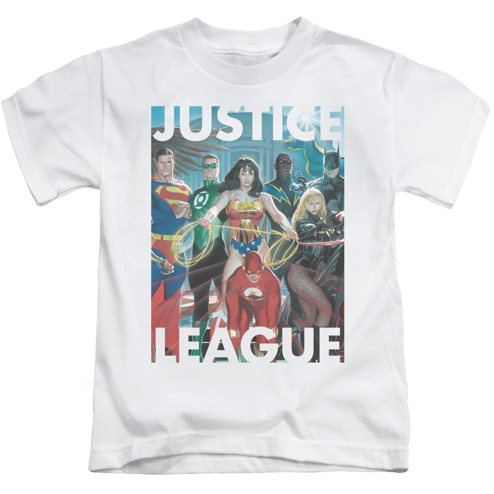Justice League Hall of Justice Juvenile Kids Youth T Shirt White