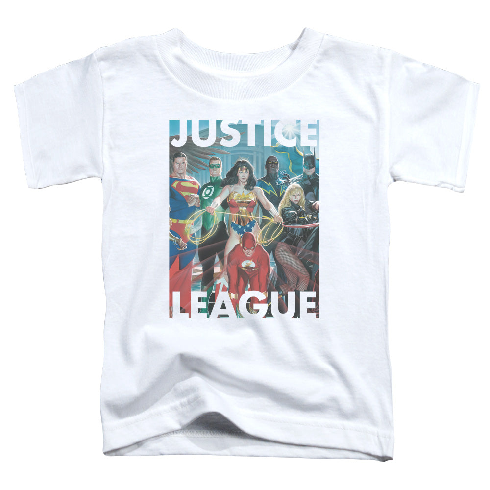 Justice League Hall of Justice Toddler Kids Youth T Shirt White