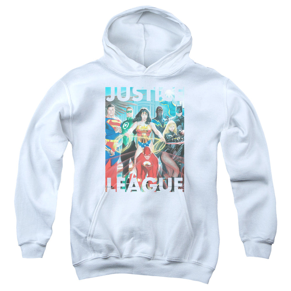 Justice League Hall of Justice Kids Youth Hoodie White