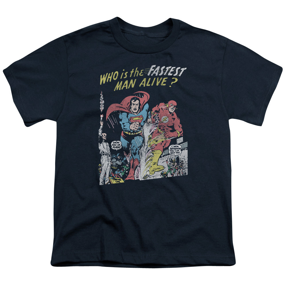 Justice League Fastest Man Kids Youth T Shirt Navy Blue