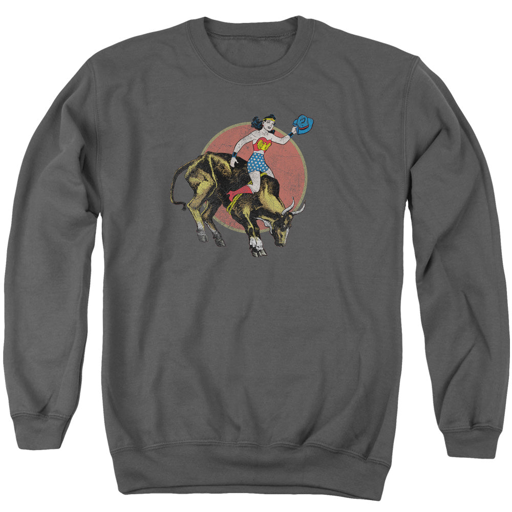 Justice League Bull Rider Mens Crewneck Sweatshirt Charcoal