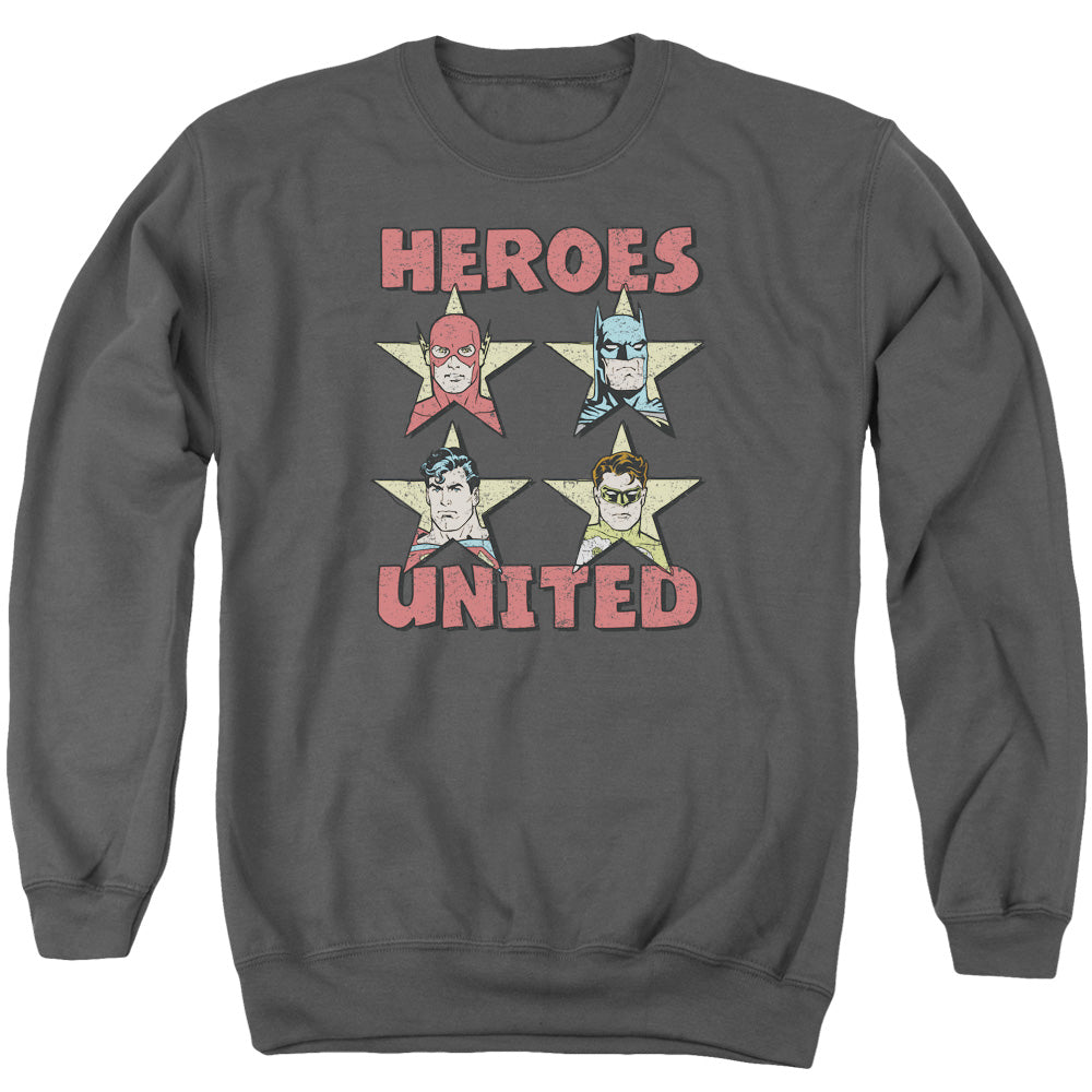 Justice League United Stars Mens Crewneck Sweatshirt Charcoal