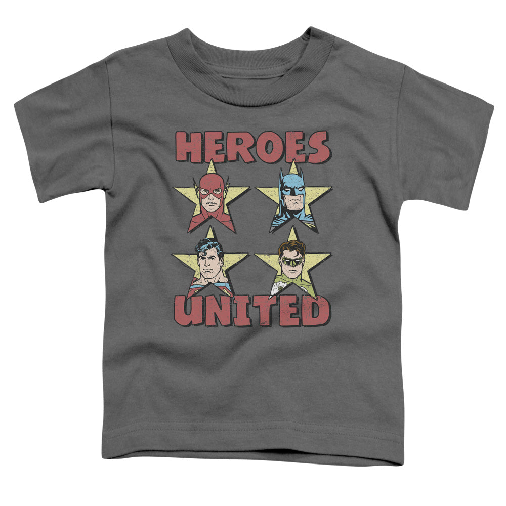 Justice League United Stars Toddler Kids Youth T Shirt Charcoal