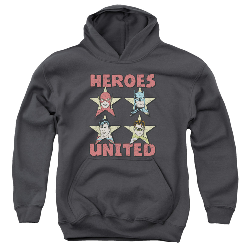 Justice League United Stars Kids Youth Hoodie Charcoal