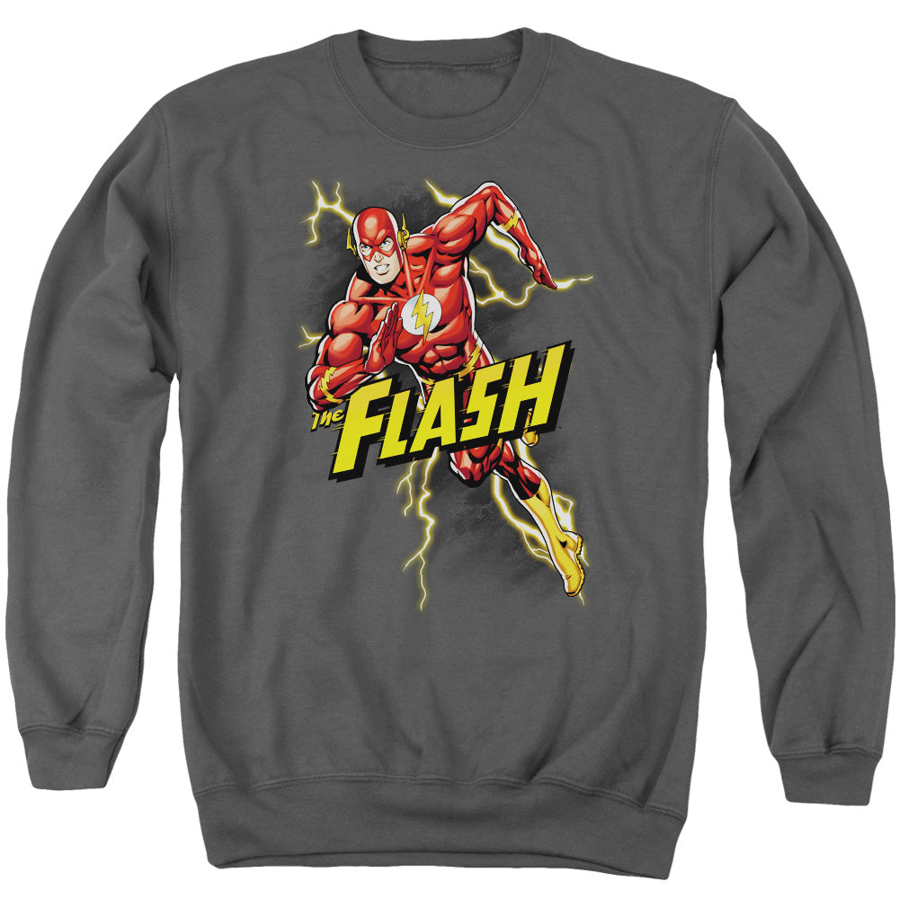 Justice League Bolt Run Mens Crewneck Sweatshirt Charcoal