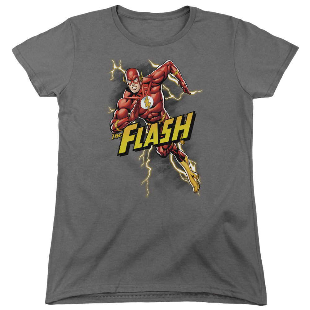 Justice League Bolt Run Womens T Shirt Charcoal