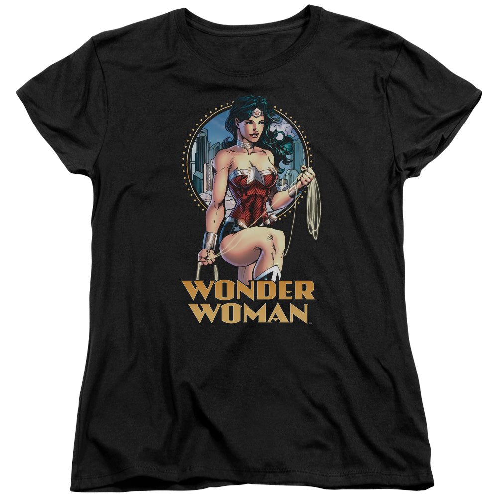 Justice League City Warrior Womens T Shirt Black
