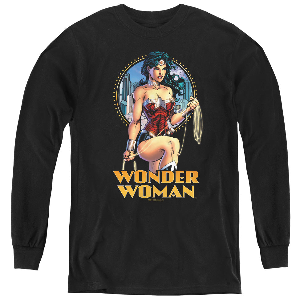 Justice League City Warrior Long Sleeve Kids Youth T Shirt Black