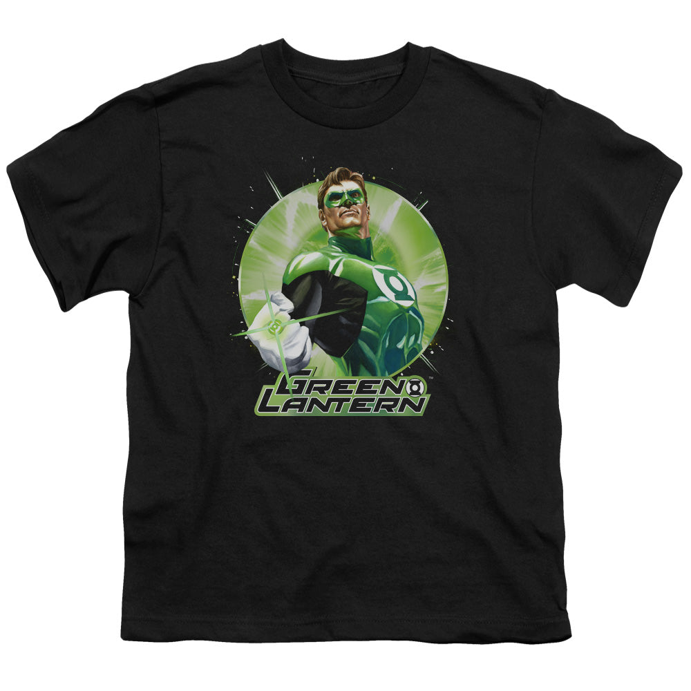 Justice League Green Static Kids Youth T Shirt Black