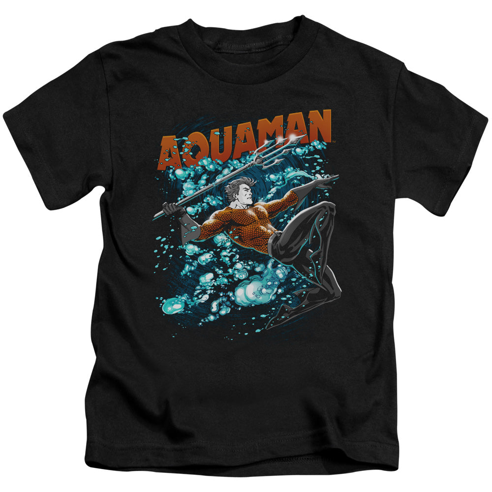 Justice League Aqua Bubbles Juvenile Kids Youth T Shirt Black