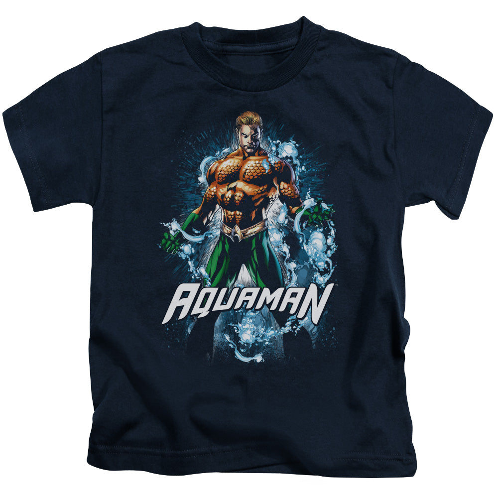 Justice League Water Powers Juvenile Kids Youth T Shirt Navy Blue