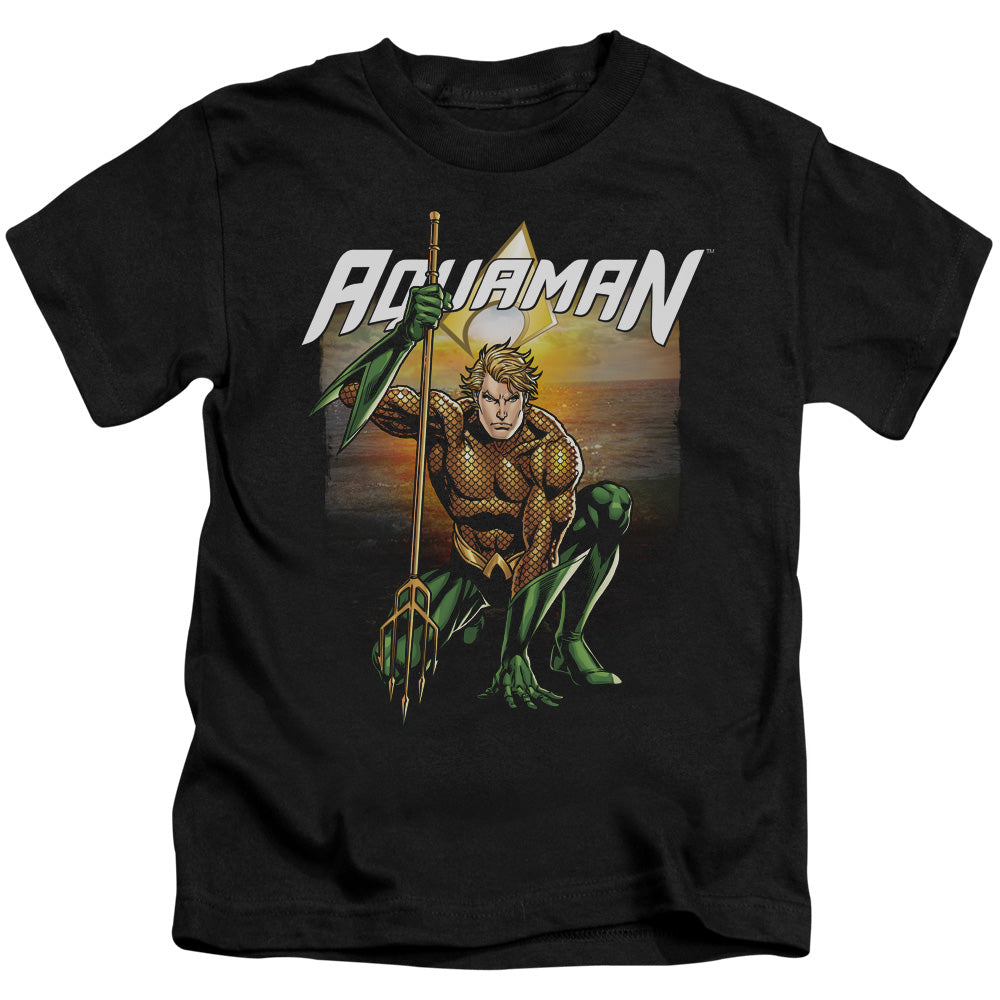 Justice League Beach Sunset Juvenile Kids Youth T Shirt Black