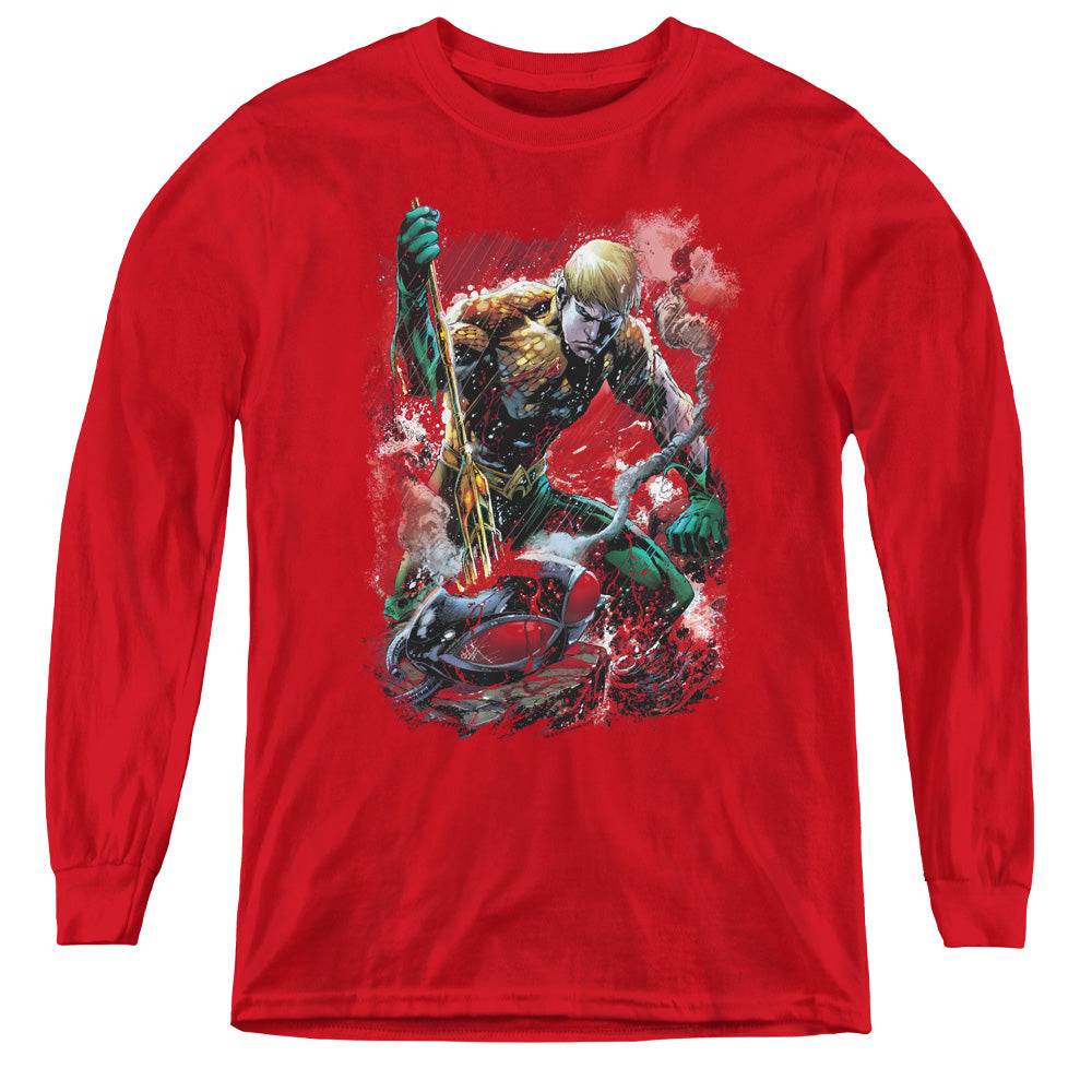 Justice League Finished Long Sleeve Kids Youth T Shirt Red
