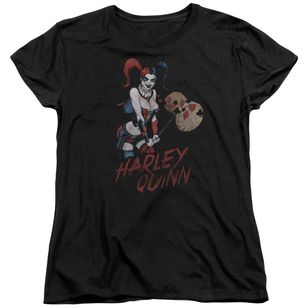Justice League Harley Hammer Womens T Shirt Black