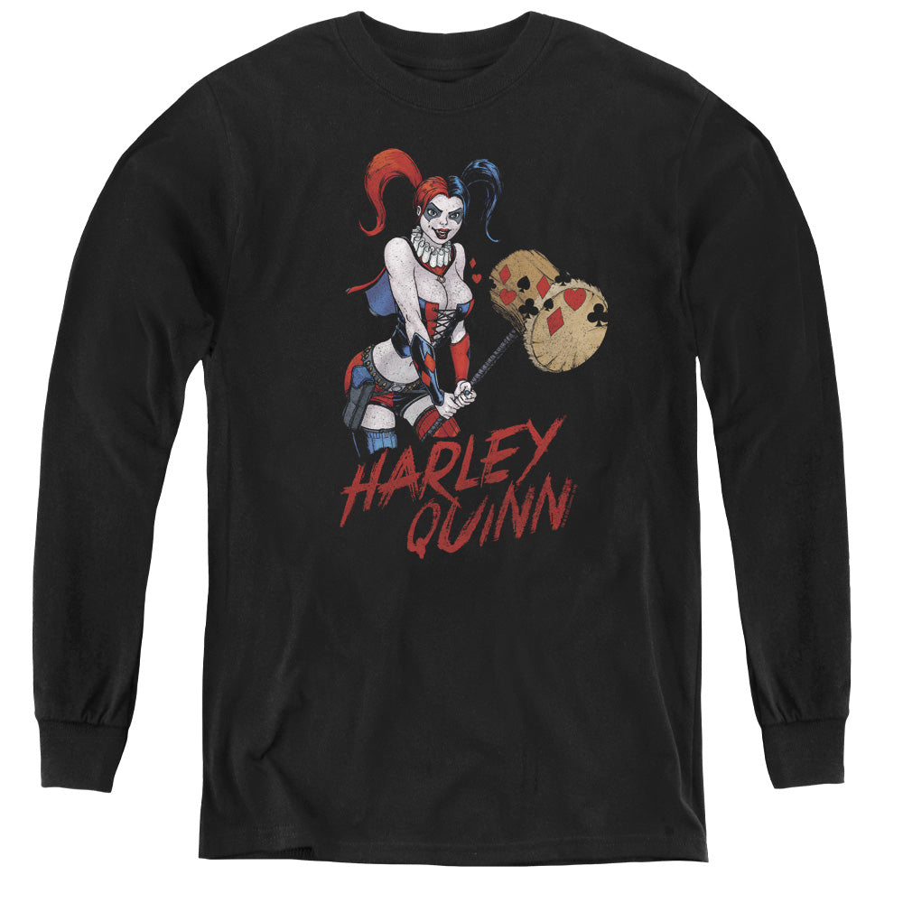 Justice League Harley Hammer Long Sleeve Kids Youth T Shirt Black