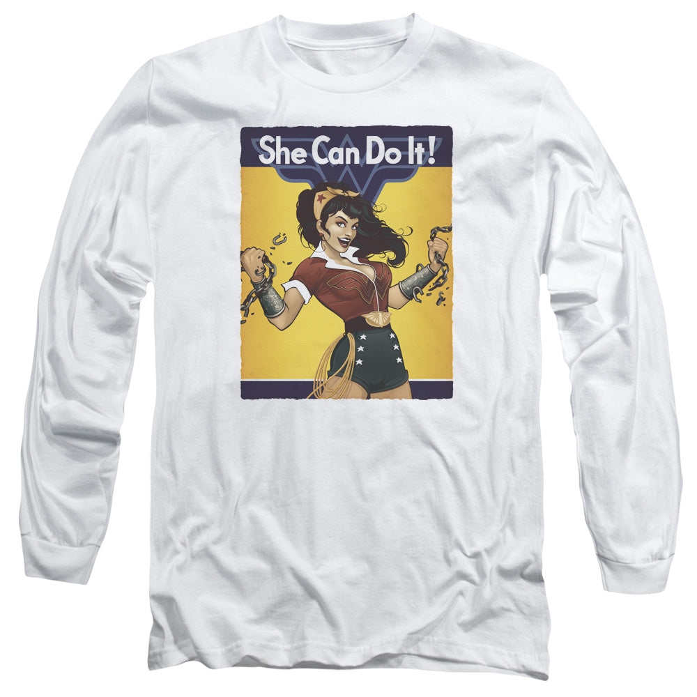 Justice League Wonder Bombshell Mens Long Sleeve Shirt White