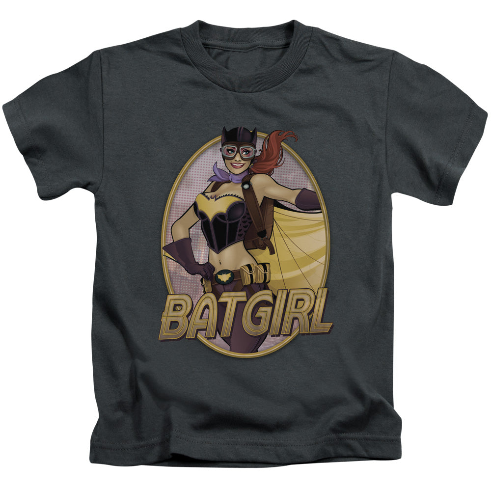 Justice League Batgirl Bombshell Juvenile Kids Youth T Shirt Charcoal