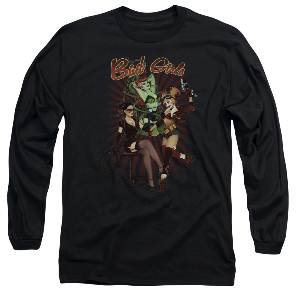 Justice League Bad Girls Mens Long Sleeve Shirt Black