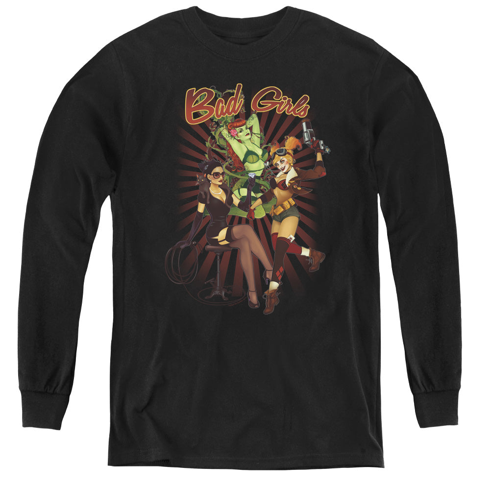 Justice League Bad Girls Long Sleeve Kids Youth T Shirt Black