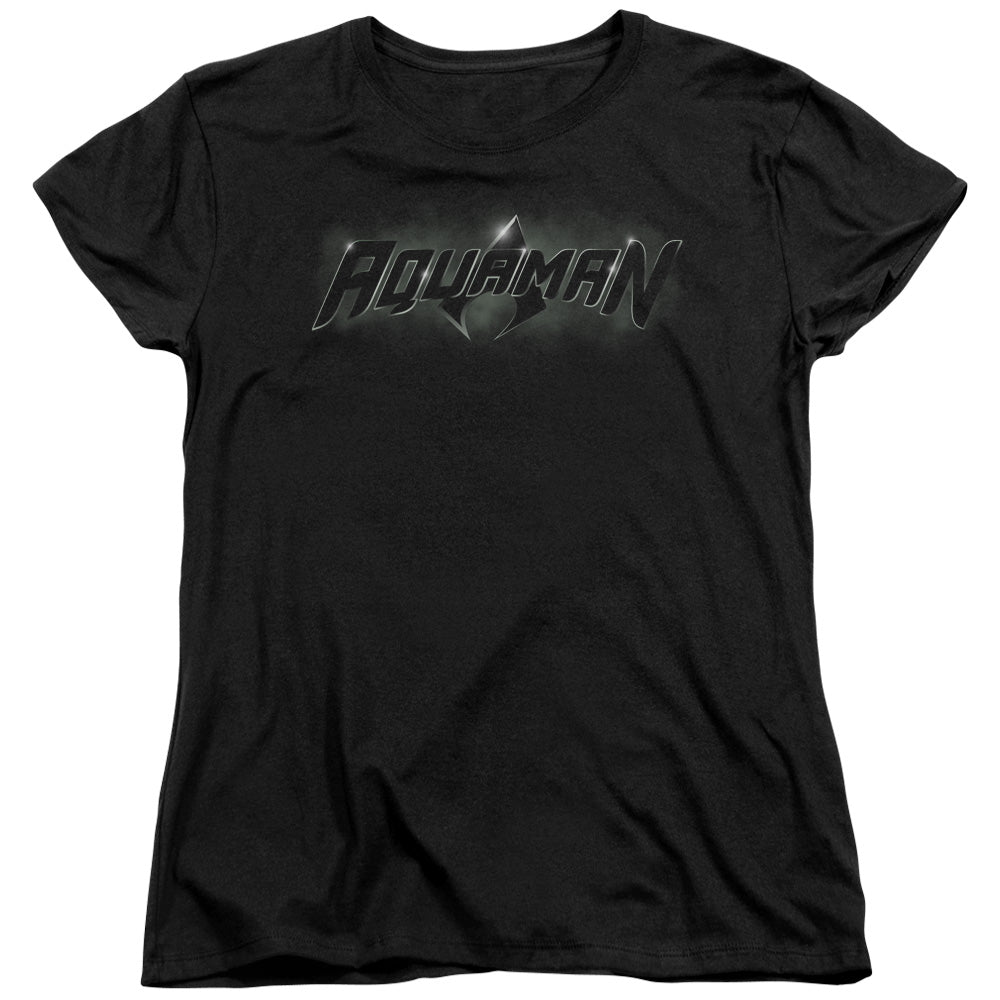 Justice League Aquaman Title Womens T Shirt Black