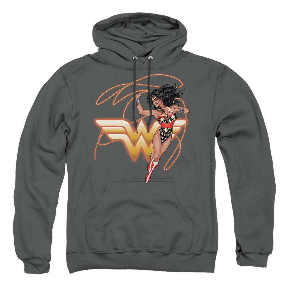 Justice League Of America Glowing Lasso Mens Hoodie Charcoal Officially Licensed