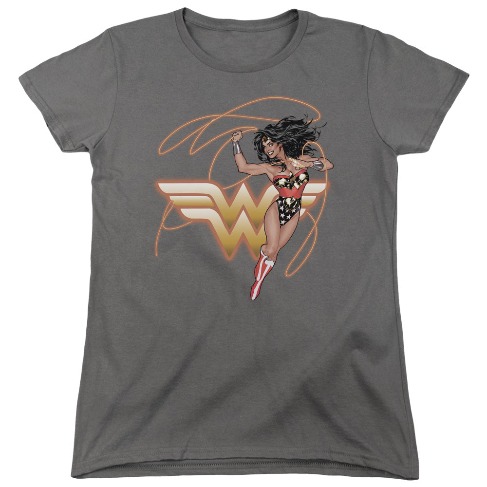 Justice League Glowing Lasso Womens T Shirt Charcoal