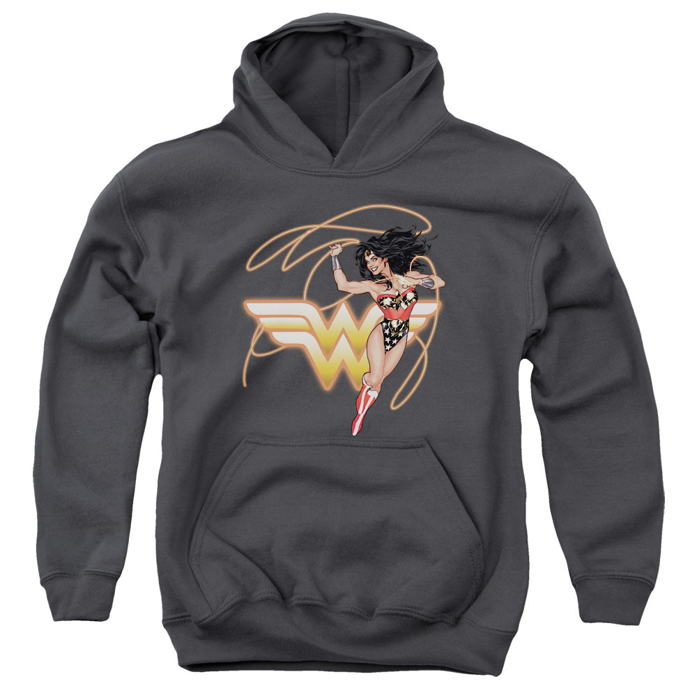 Justice League Glowing Lasso Kids Youth Hoodie Charcoal