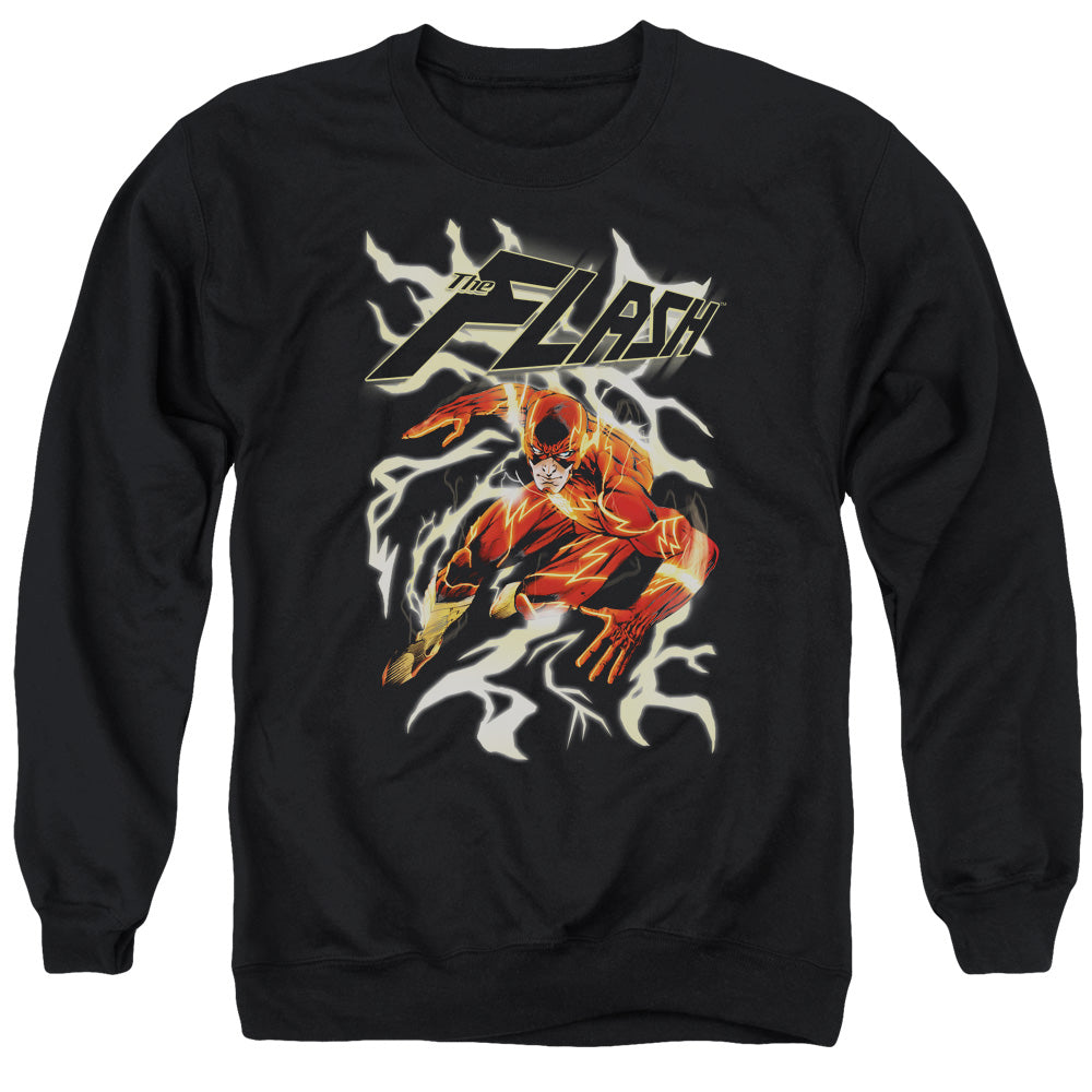 Justice League Electric Run Mens Crewneck Sweatshirt Black