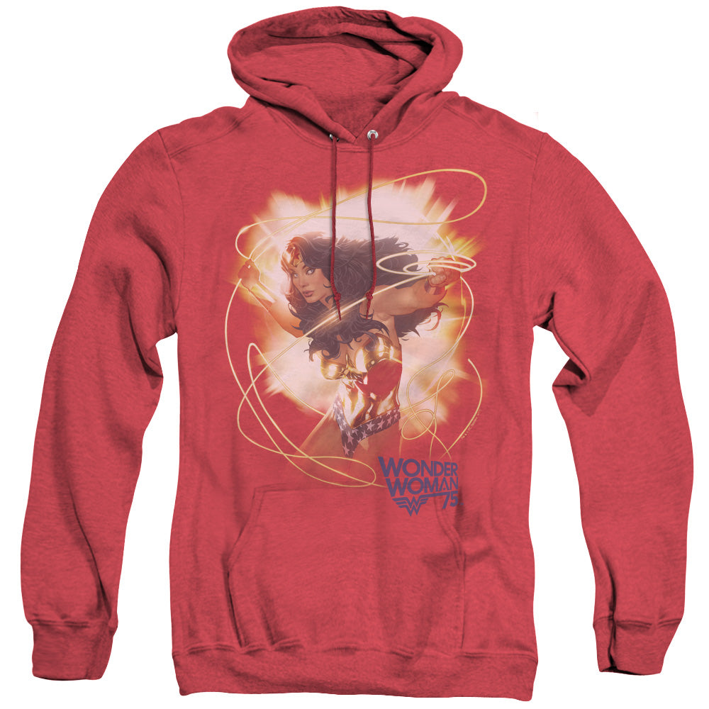Wonder Woman 75th Burst Heather Mens Hoodie Red