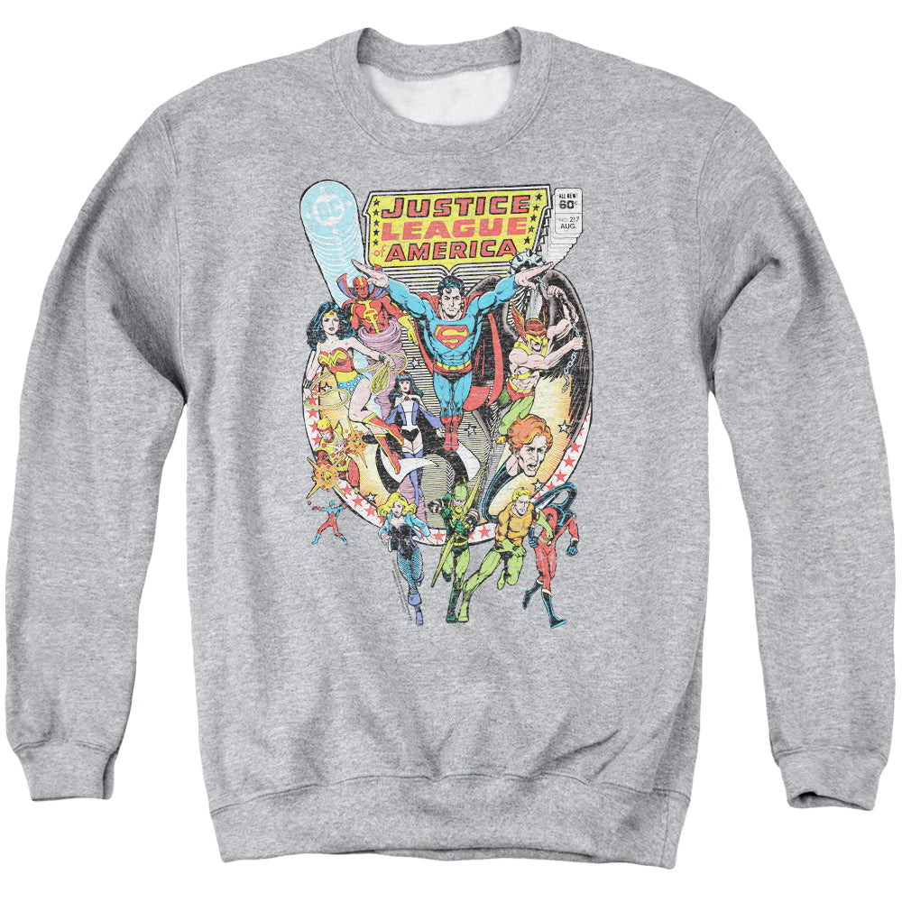 Justice League Team Up Mens Crewneck Sweatshirt Athletic Heather