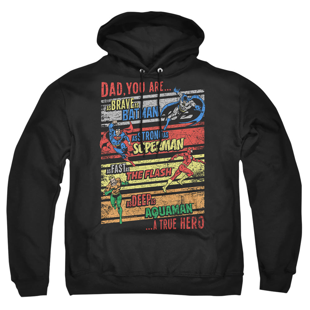 Justice League Of America A True Hero Mens Hoodie Black Officially Licensed