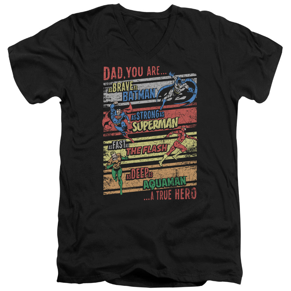 Justice League a True Hero Mens Slim Fit V-Neck T Shirt Black