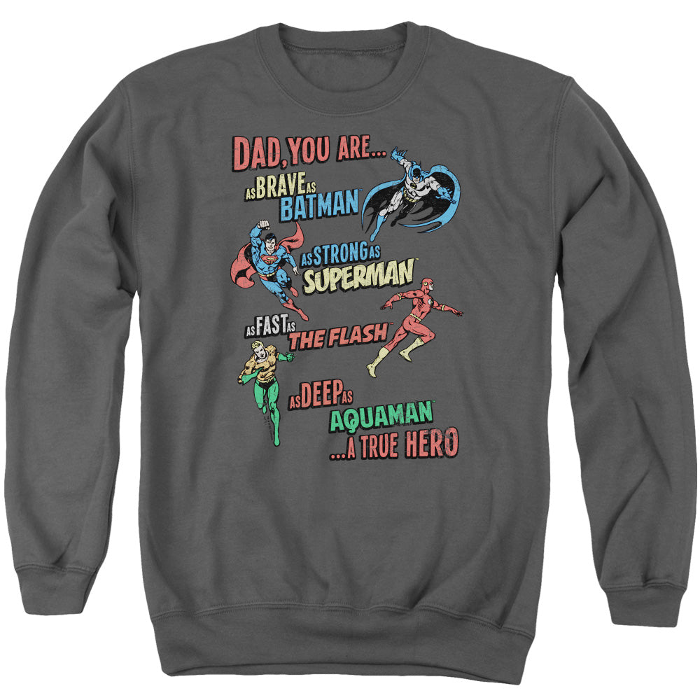 Justice League Dad Hero Mens Crewneck Sweatshirt Charcoal