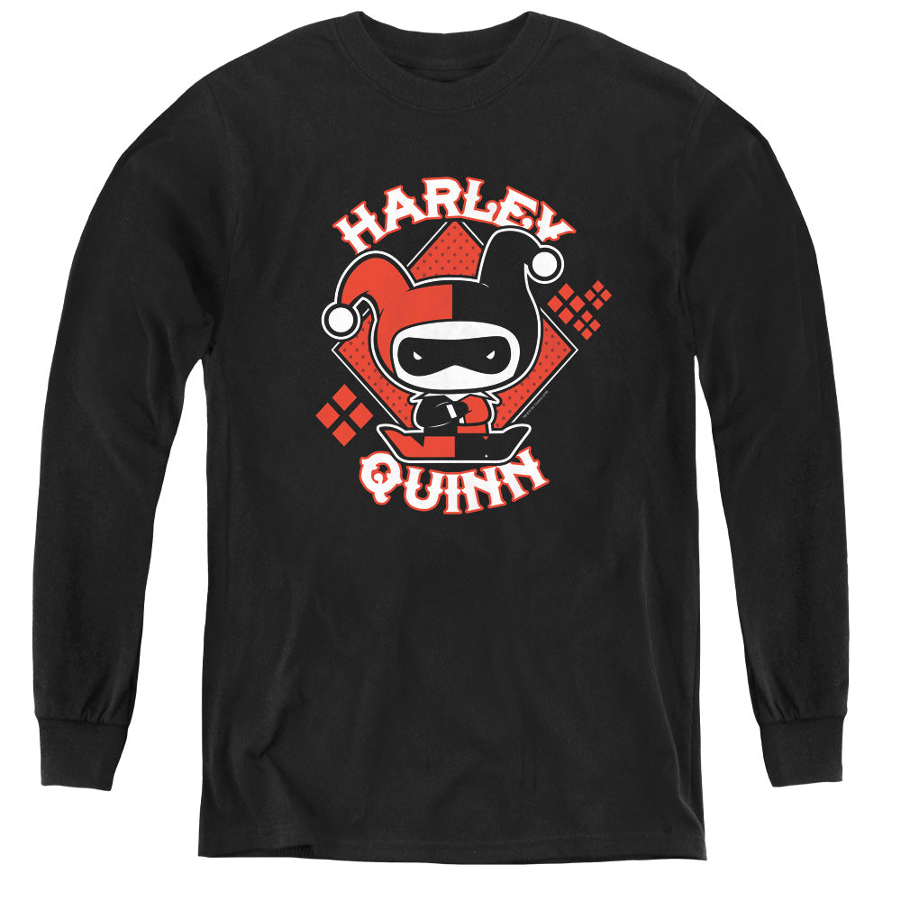 Justice League Harley Chibi Long Sleeve Kids Youth T Shirt Black