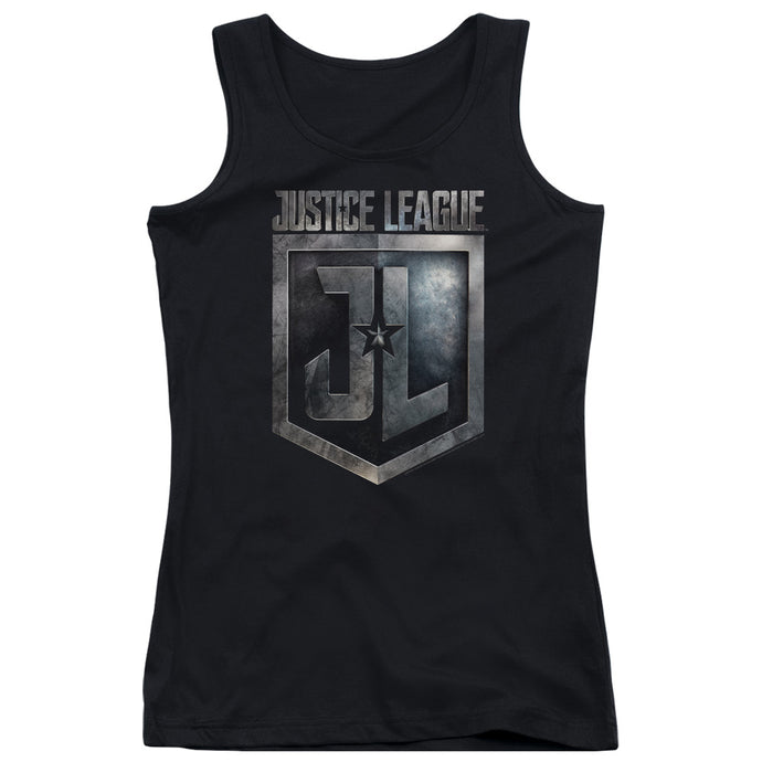 Justice League Movie Shield Logo Womens Tank Top Shirt Black